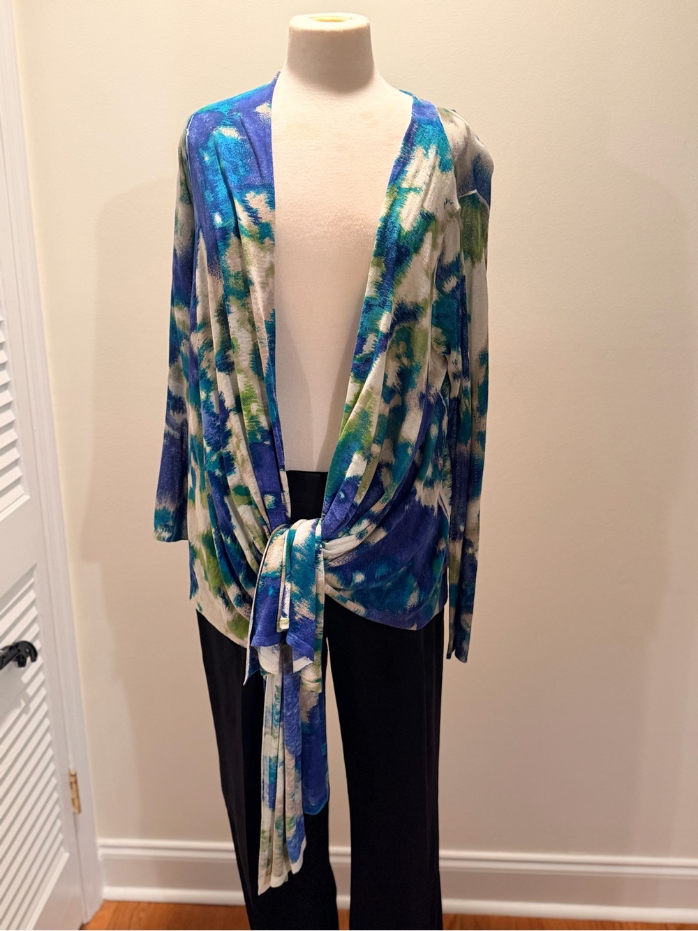 Natori Blue Green Watercolor Print Skirt